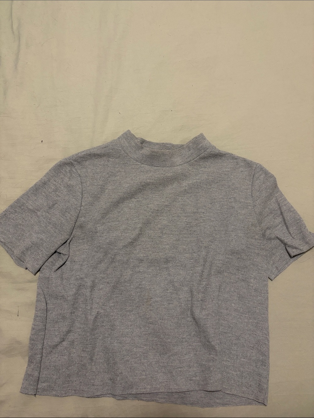 ZARA - Classic Short-Sleeve Mock Neck Tee - Gray Size L